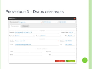 PROVEEDOR 3 – DATOS GENERALES
 