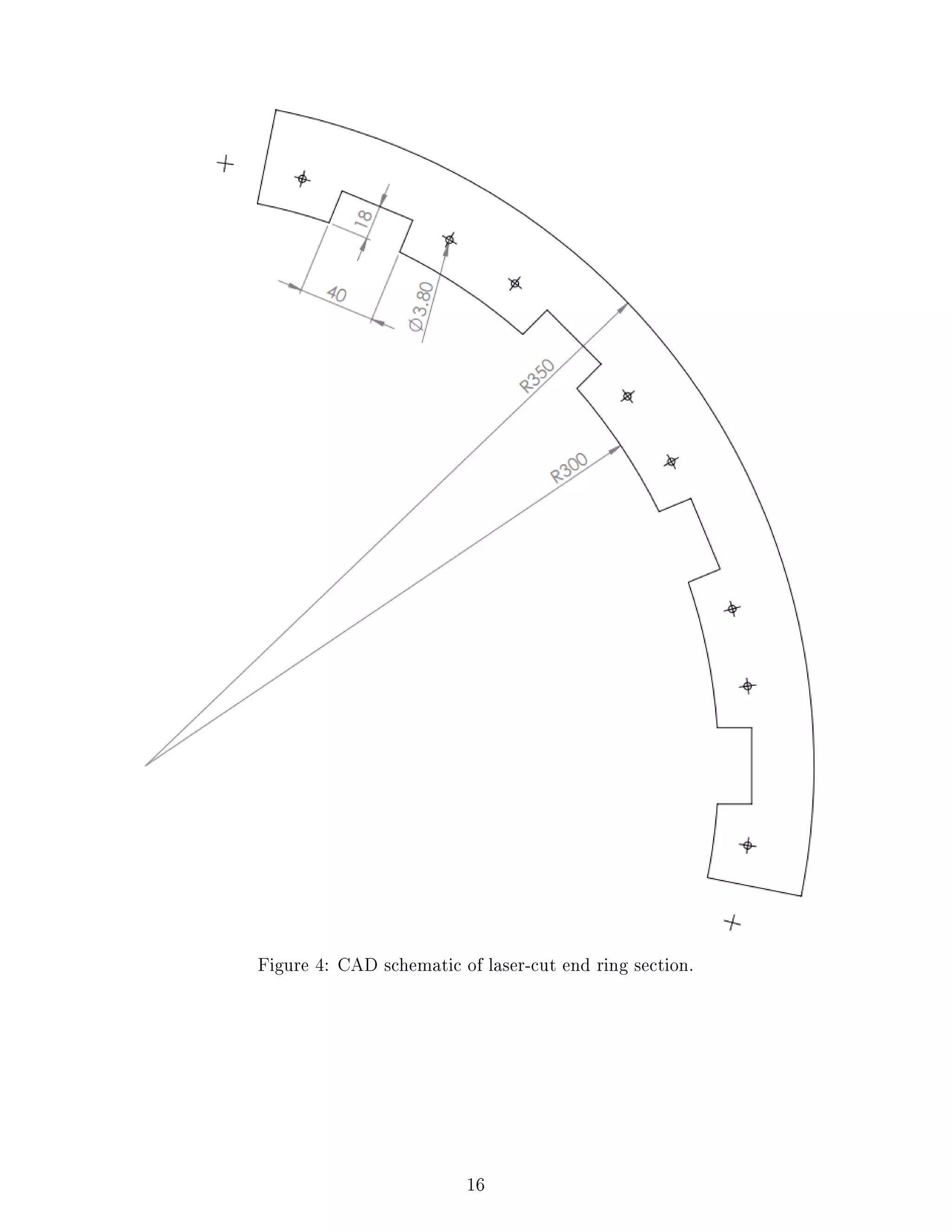 Figure 4: CAD schematic of laser-cut end ring section.
16
 