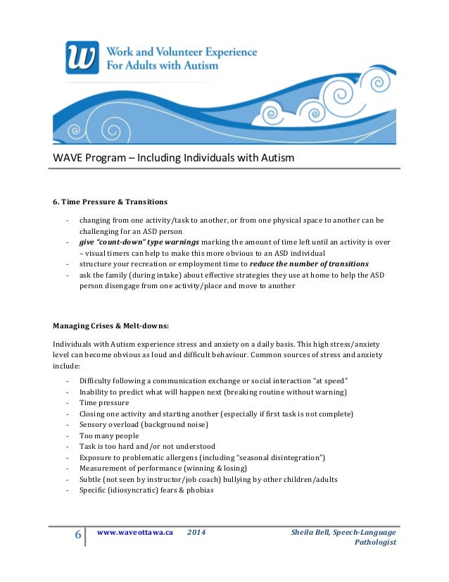Autism And Anxiety Common Companions >> Wave Autism Inclusion 101 Companion Handout Autism And Anxiety Common Companions >> Wave Autism Inclusion 101 Companion Handout