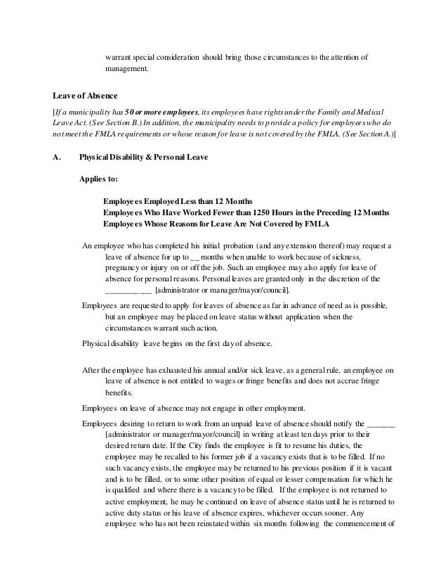 original employee handbook letter advising employee that fmla leave has been exhausted