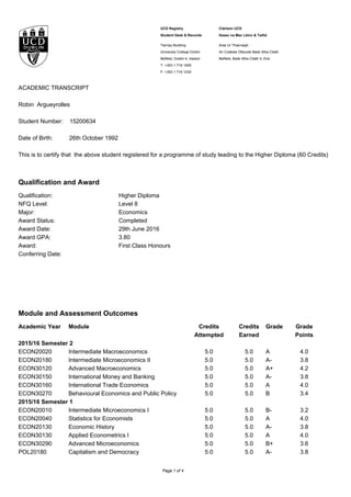 Academic Transcript | PDF