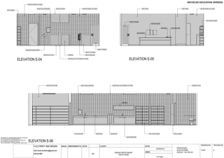 GSEducationalVersion
Plot Date:
DRAWN BY :
DANA PANI #Site Full Address
#Client Company
INTERNAL ELEVATIONS
2
PROJECT NAME :
DRAWING TITLE :
CLIENT :
SITE :
CHECKED BY :
PROJECT NO.
#Pln
#Client Full Address
#Client City, , #Client Postcode
P +#Client Phone Number | F +#Client Fax | E #Client E-mail
DRAWING NO.
14
REVISION NO.
Place your LOGO here
Place your own LOGO with the Figure Tool or link it
with the Drawing Tool 5/26/2016
#Contact Company
ABN #ABN
Address: #Contact Full Address
P +#Contact Phone Number | F +#Contact Fax | E #Contact E-mail |
W #Contact Web
General Notes
The Builder shall check all dimensions and levels on site prior to construction.
Notify any errors, discrepancies or omissions to the architect.
Drawings shall not be used for construction purposes until issued for construction.
Do not scale drawings.
All boundaries and contours subject to survey
H & S DRAFT AND DESIGN
harry.harsh.sachdeva@gmail.com
0451941088
DISCLAIMER: ALL DIMENSIONS MUST BE CHECKED
ON SITE BEFORE COMMENCEMENT
OF CONSTRUCTION OR MANUFACTURING OF
ANY ITEM OR EQUIPMENT. DO NOT
SCALE DRAWING. USE DIMENSIONS INDICATED.
AMENDMENTS
A3
CLIENT DATE
AREA
DRAWING NO. REVISON NO.
ISSUE DATE
DRY STORAGE
PAPER TOWEL DISPENSER EXISTING CERAMIC TILE FINISH
EXISTING CERAMIC TILE FINISH
EXHAUST CANOPY
FIRE EXTINGUISHER
BENCH TOP FRIDGE
UPRIGHT FREEZER
TANDOOR
EXISTING WALL WITH CERAMIC TILE FINISH
EXISTING HOT PLATE
EXISTING HAND WASH BASIN
UPRIGHT FREEZER
SERVICE WINDOW
KITCHEN PRINTERTELEPHONE
SERVICE BENCH
DRY GOODS STORAGE
PAINT FINISH EXISING CERAMIC TILE FINISHPAINT FINISH
EXISTING COOL ROOM EXISTING WALL WITH CERMAIC TILE FINISHPAPER TOWEL DISPENSER DISABLED TOILET
DRY STOCK STORAGE STAFF LOCKERS
POT RACK
DISH WASHING SINK
DISHWASHERPREP BENCHFOOD WASH SINK
ELEVATION E-06
H & S DRAFT AND DESIGN
harry.harsh.sachdeva@gmail.com
0451941088
AMENDMENTS
A3
INDIAN RESTURANT
0433715300
CLIENT DATE
AREA
22/5/2016
173 sqm
PROPOSED
ELEVATIONS
SCALE 1:50 ON A3
A103
DRAWING NO. REVISON NO.
ISSUE DATE
2
ELEVATION E-04 ELEVATION E-05
 