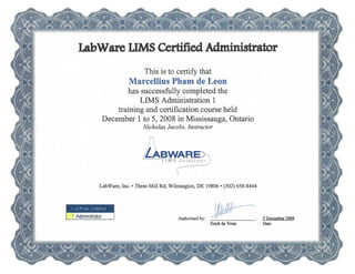 LabWare LIMS Certified Administrator