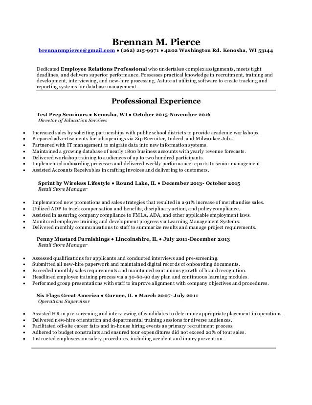 sales employee relation resume