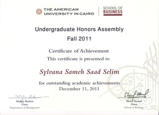 Undergraduate Honors Certificate 