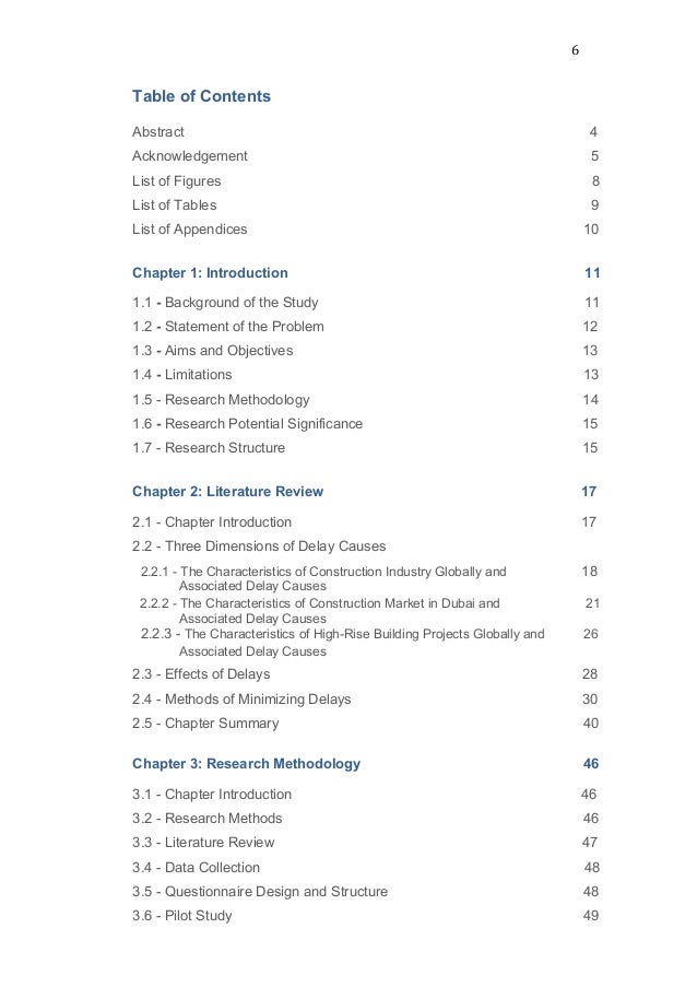 Dissertation of delay of in construction