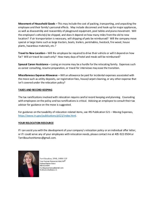 offer letter with relocation package