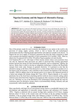 Nigerian Economy and the Impact of Alternative Energy. | PDF