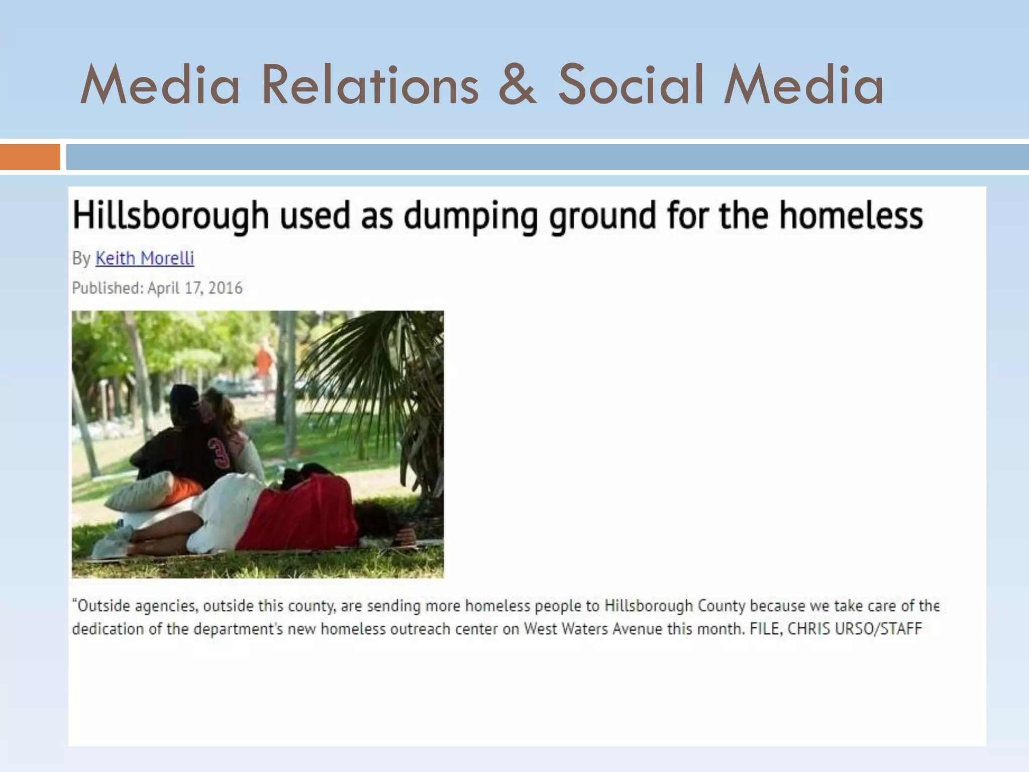 Media Relations & Social Media
 