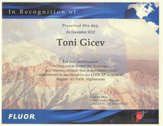 Gicev - Certificates of Appreciation