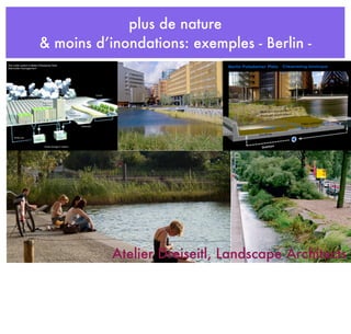 plus de nature
& moins d’inondations: exemples - Berlin -
Atelier Dreiseitl, Landscape Architects
 