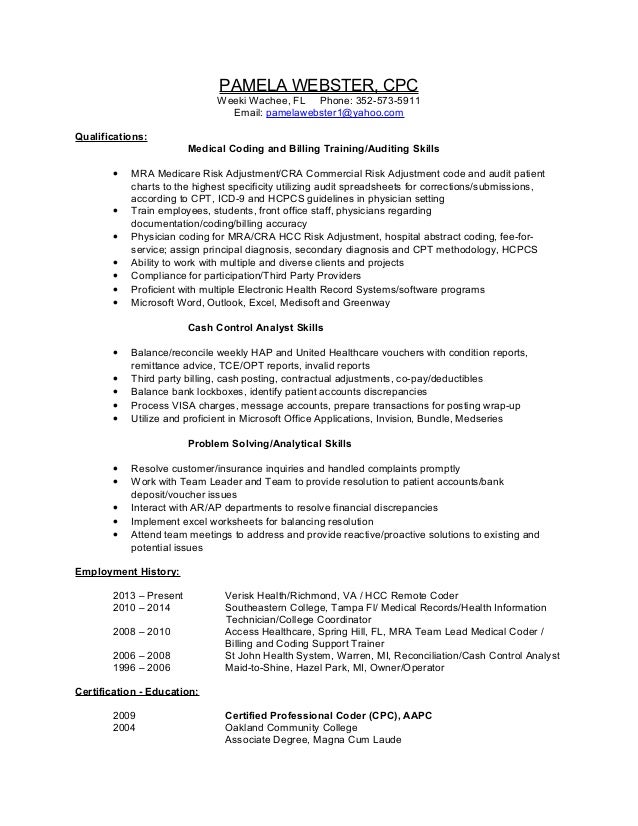 certified coder resume