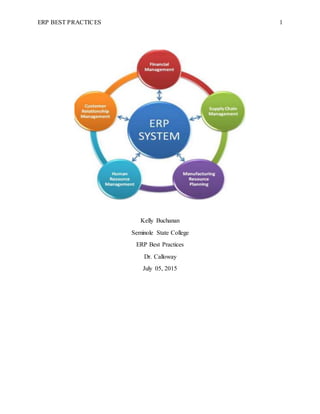 ERP BEST PRACTICES 1
Kelly Buchanan
Seminole State College
ERP Best Practices
Dr. Calloway
July 05, 2015
 