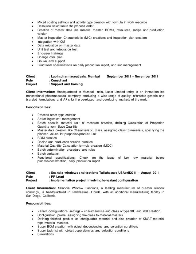 production consultant resumes