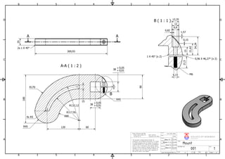 A-A ( 1 : 2 )
B ( 1 : 1 )
A A
B
1
1
2
2
3
3
4
4
5
5
6
6
A A
B B
C C
D D
A479 UNS S31600
H kon M.
Date
2,3 kg
Date
Checked by
Modified by
Design state
Approved by
This document contains Norske Ventiler AS
proprietary and confidential information. It is loaned
for limited purposes only and remains the property
of Norske Ventiler AS. It may not be re-produced in
whole or part or disclosed to third parties without
the prior writen consent of Norske Ventiler AS. The
document is to be returned to Norske Ventiler AS
upon request and in all events upon completion of
the use for which it was loaned.
Material
Weight
Helene F. S.
Originator
H kon M.
19.04.2016
www.norskeventiler.no
Date
Einar K.
30.04.2016
DOCUMENT NO.
TITEL
1:2Scale:
1
V A L V E S OF NOR WA Y
NORSKEVENTILER AS
001
Sheet 1 of 1
Mount
A3Size:
REV.
Release Date
Date
29.04.2016
29.04.2016
Unless otherwise specified:
Break sharp corners 0.2 Fillet radii 0.8
Surface Ra 1.6 Tolerances ISO 2768-f
25
2x 1 X 45
R45
R170
38 + 0,01
0,05+
38 + 0,01
0,05+
269,93
180
R117,95
R132,12
120 60
R80
R45
R54x
15
15
21,62
34,24
0,82
1,57
13,35
12
6,6
0,15
3
21,5
6,15 M6
90
1 X 45 (x 2)
0,96 X 46,27 (x 2)
 