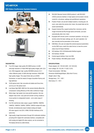 VC-600 HD Video Conference System | PDF