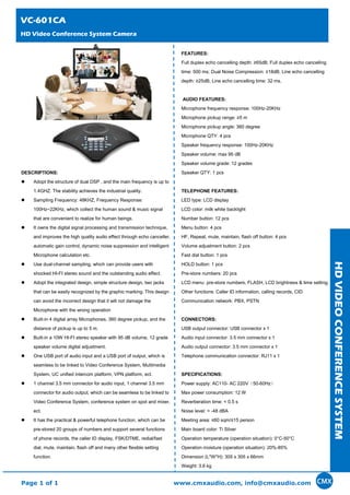 VC-600 HD Video Conference System | PDF