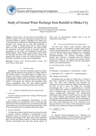 Study of Ground Water Recharge from Rainfall in Dhaka City | PDF
