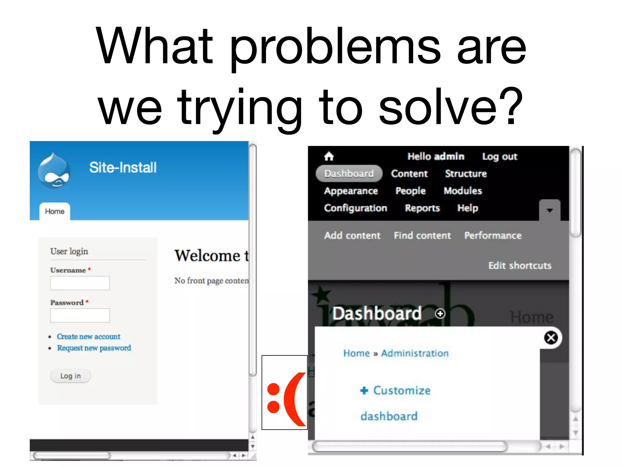 What problems are
we trying to solve?




       :(
 