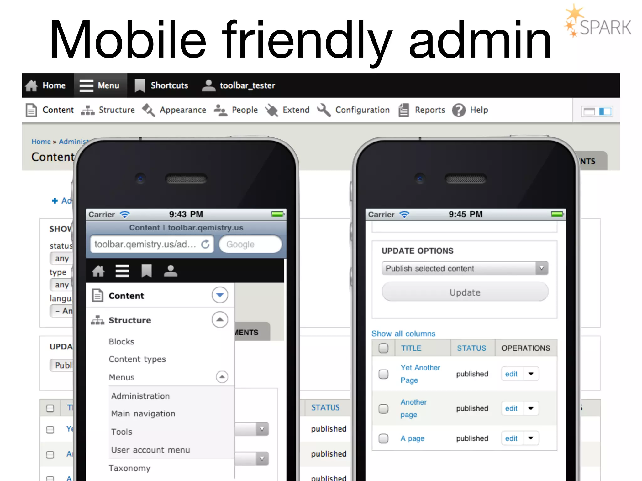 Mobile friendly admin
 