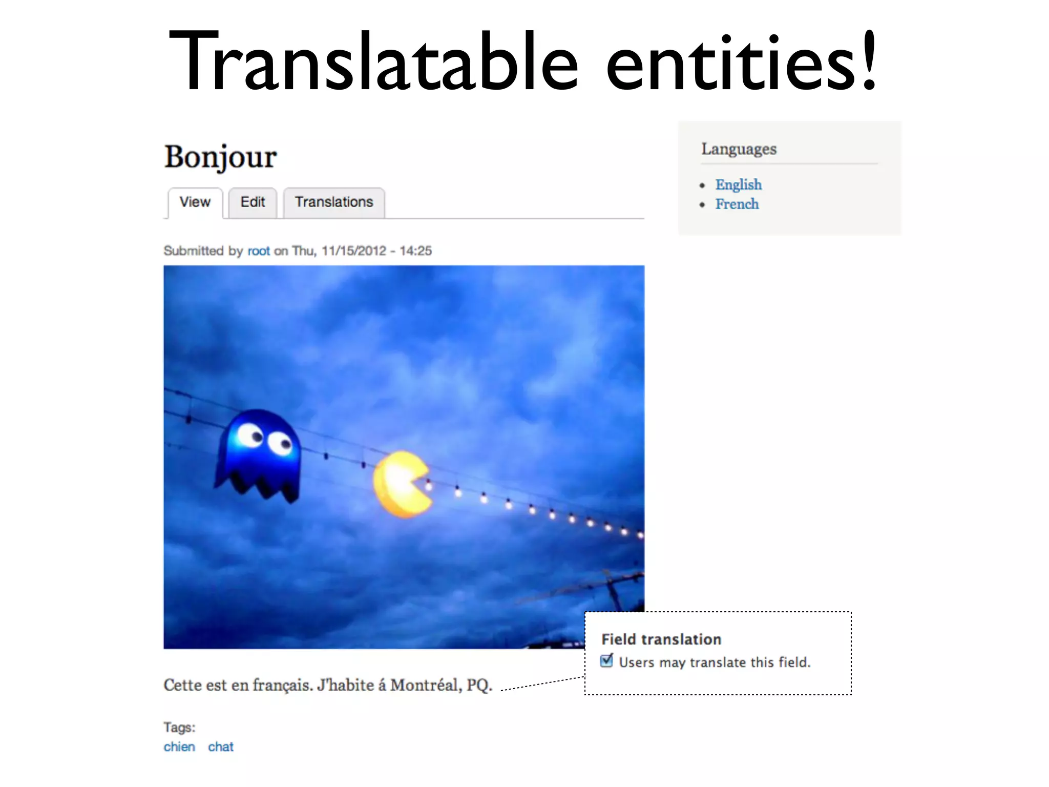 Translatable entities!
 