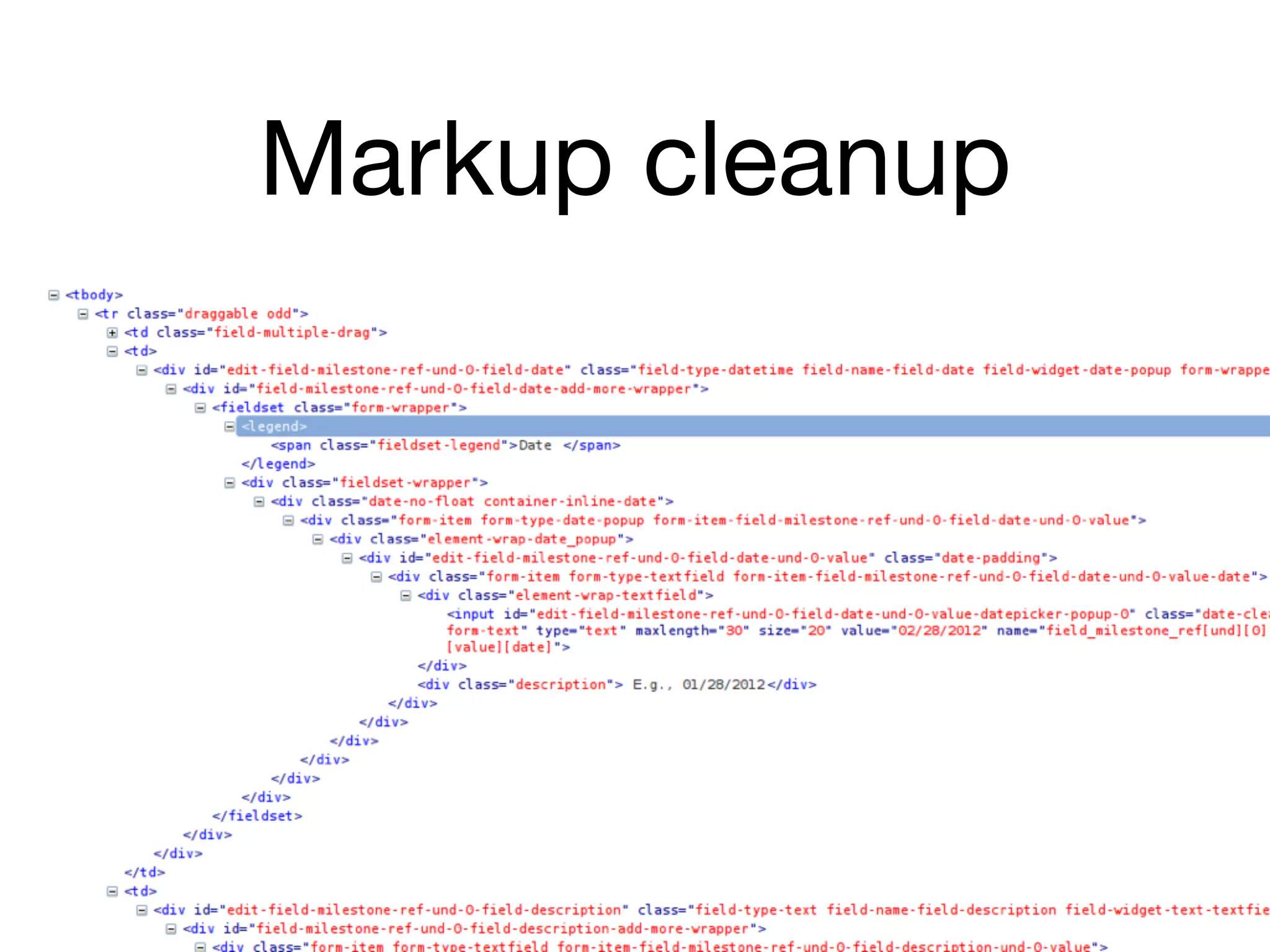 Markup cleanup
 