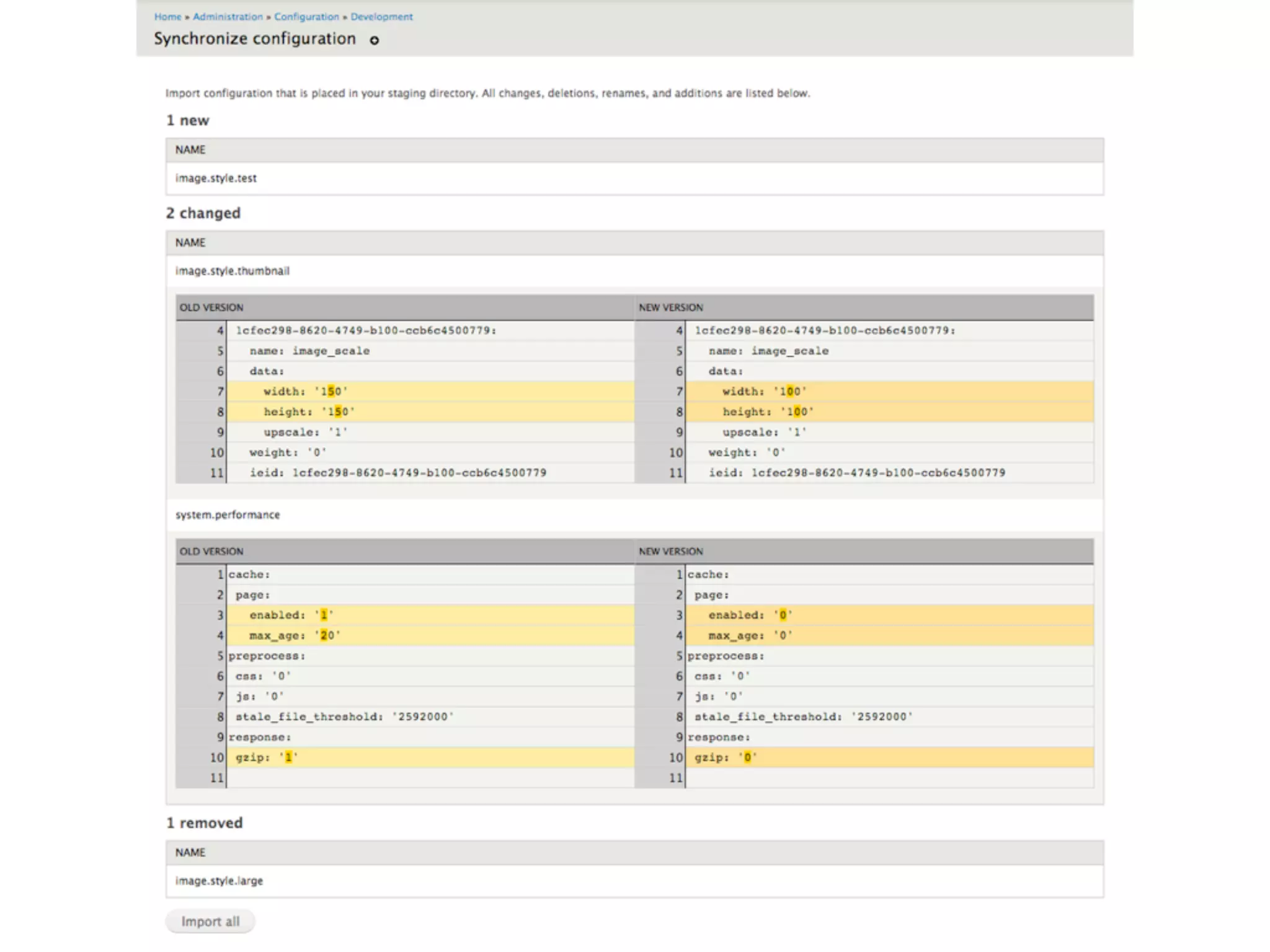 Screensht of UI with Diff
 