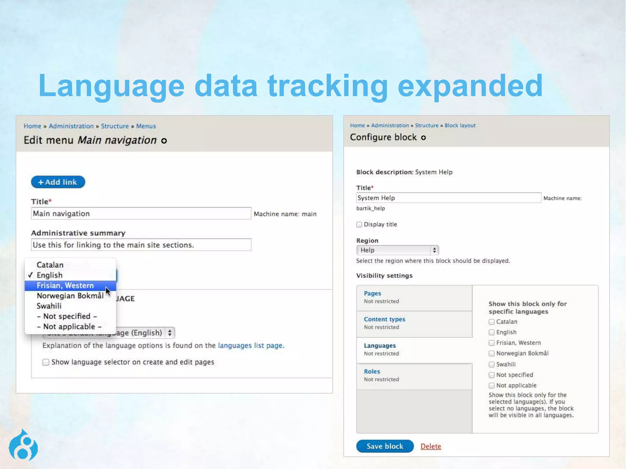 Language data tracking expanded
 
