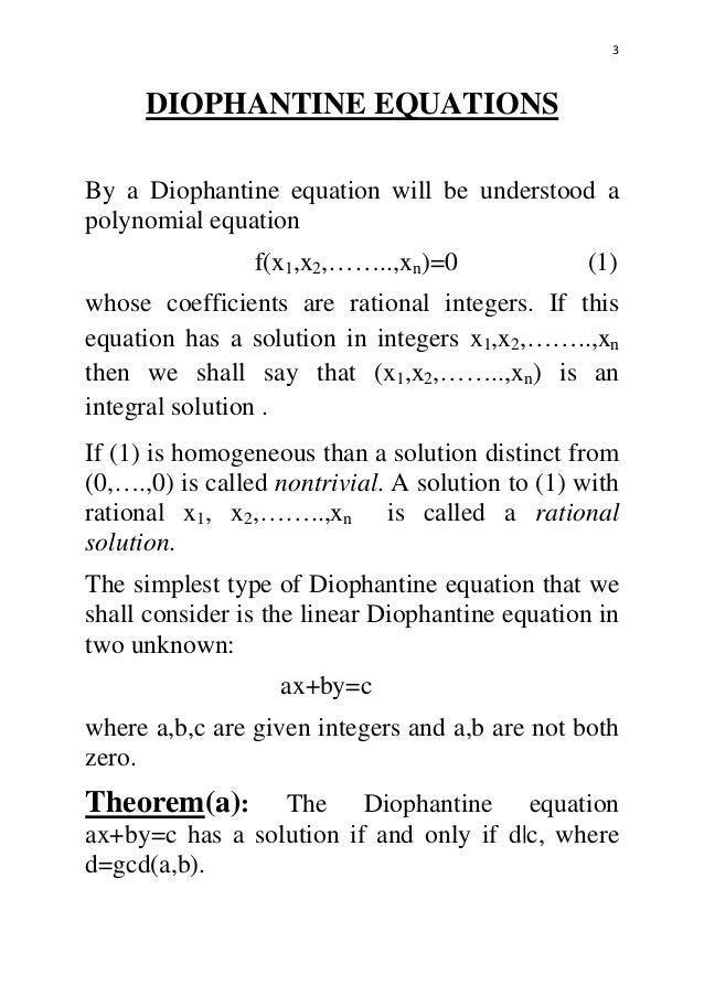 How do you solve Diophantine equations?