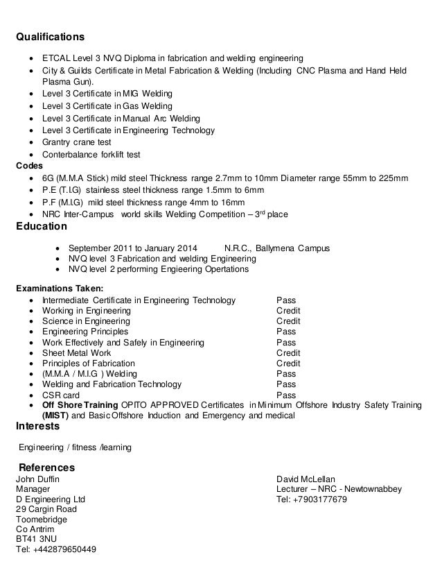 welder cv