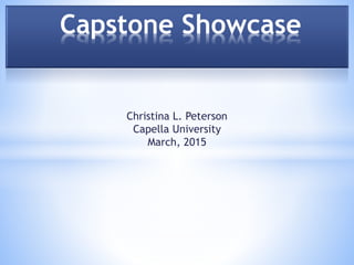 Christina L. Peterson
Capella University
March, 2015
Capstone Showcase
 