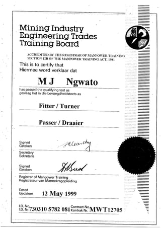 Ngwato trade certificate
