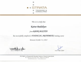 Certificate - Financial Arithmetic