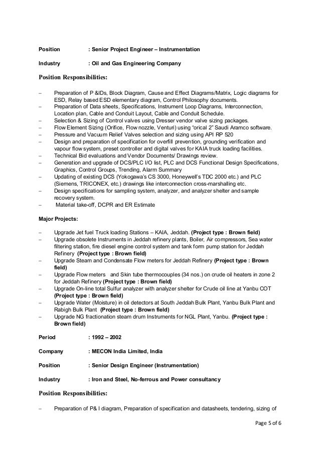 karmegam sekar resume of instrumentation and control engineer instrumentation project engineer resume