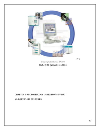 63
[67]
© Copyright, bioMerieux SA 2014
Fig.5.10. BD EpiCentre workflow
CHAPTER 6: MICROBIOLOGY LAB REPORTS OF PDC
6.1. BODY FLUID CULTURES
 