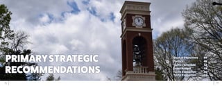 43	 42
RECOMMENDATIONS
Goals&Objectives		 44
PRIMARYSTRATEGIC Tactics					46
Tactics	Schedule		 52
EventBudget	 		 58
TacticEvaluation	 	 60
TacticEvaluation	 	 62
 