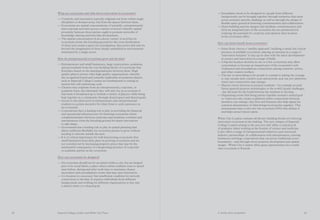 Imperial College London and White City Place A world-class ecosystemA world-class ecosystemImperial College London and White City Place
What are ecosystems and what drives innovation in ecosystems?
— Creativity and innovation typically originate not from within single
disciplines or domain areas, but from the spaces between them.
— Ecosystems are spatial concentrations of scientific, entrepreneurial
and corporate activities across a variety of sectors whereby spatial
proximity between those parties ought to promote networks of
knowledge sharing and joint idea development.
—The spatial concentration of an eclectic variety of activities in
ecosystems forms the breeding ground for the cross-fertilization
of ideas and creates a space for serendipitous discoveries that may be
beyond the imagination of those deeply embedded in environments
dominated by a single sector.
How do entrepreneurial ecosystems grow and develop?
— Entrepreneurs and small businesses, large corporations, academia,
and government form the core building blocks of ecosystems that
flourishes based on the interdependencies between them. High
quality players attract other high quality organizations, whereby
the recognized brand and scientific leadership of academic players
such as Imperial College London are fundamental to setting in
motion this self-reinforcing cycle.
— Clusters may originate from an entrepreneurial, corporate, or
academic basis, but ultimately they will only rise as ecosystems if
that basis is broadened up to include a variety of players, while being
kept together as a community through shared space and shared goals.
— Access to the talent pool of entrepreneurs and entrepreneurial
students is a prime incentive for other firms to seek a presence in
an ecosystem.
— Corporations have a leading role to play in providing the financial
and operational infrastructure for fostering ecosystems where
complementarities between corporate and academic scientists and
entrepreneurs form the breeding ground for major innovations
to take shape.
— Government has a leading role to play in spatial planning that
allows sufficient flexibility for ecosystem parties to grow without
needing to relocate outside the area.
— It is of critical importance for well-functioning ecosystems that
small businesses keep their place in growing ecosystems and are
not crowded out by increasing property prices that may be the
unintended consequence of a burgeoning presence of corporate
or academic parties in the ecosystem.
How can ecosystems be designed?
— An ecosystem should not be an island within a city, but an integral
part of its social fabric; a place where urban residents want to spend
time before, during and after work time to maximize chance
encounters and serendipitous events that may spur innovation.
— Co-location is a necessary but insufficient condition for network
connections to develop. It requires individuals from different
backgrounds and working for different organizations to buy into
a shared vision or a shared goal.
— Serendipity needs to be designed-in: people from different
backgrounds can be brought together through initiatives that unite
actors around a specific challenge as well as through the design of
flexible space geared at fostering communication and collaboration.
—Open building and site designs that facilitate communication and
form an integrated part of the ecosystem site are paramount for
realizing the potential for creativity and ideation their location
in the ecosystem offers.
How can firms benefit from ecosystems?
— Some firms choose a ‘satellite approach’, building a small, but critical
presence in multiple ecosystems, placing an antenna in a range of
‘innovation hotspots’ to stay up-to-date with the latest developments
in science and innovation in a range of fields.
— A big-bet location decision in one or a few ecosystems may allow
corporations to become an integral part of the ecosystem’s web
of planned and serendipitous connections among scientists, artists,
and other creative workers.
—The key to networking is for people to commit to taking the courage
to step outside their comfort zone and actively seek out new platforms
where new connections may emerge.
— Shared visions between ecosystem residents – for example around
future general-purpose technologies or the world’s grand challenges
–lay the basis for the bond between the residents to develop.
— Organizing events that bring parties together around a united goal
or vision not only creates a platform where connections between
attendees can emerge, they first and foremost also help signal the
common denominator of what brings local parties together. This
denominator may evolve into the ecosystem DNA that defines it
and helps attract future talent.
White City London contains all the key building blocks of a thriving
innovation ecosystem in the making. The new campus of Imperial
College London arising in the area not only offers a critical pool
of academic talent working at the frontier of science and medicine,
it also offers a range of entrepreneurial initiatives and renowned
industry partnerships. In collaboration with entrepreneurs, existing
businesses and large corporations that cut across traditional sector
boundaries – and through clever property development and spatial
design – White City London offers great opportunities for a world-
class ecosystem to flourish.
A world-class ecosystem 3332
 