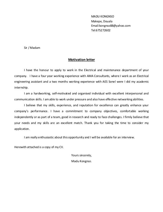 Kongnso Madu CV and motivation letter Kongnso Madu CV and motivation letter