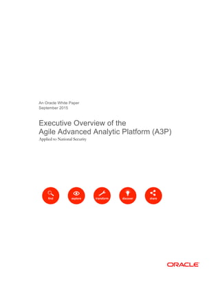 An Oracle White Paper
September 2015
Executive Overview of the
Agile Advanced Analytic Platform (A3P)
Applied to National Security
 