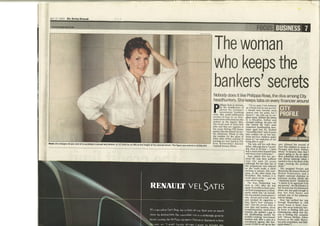 0307 Sunday Telegraph - The woman who keeps the bankers secrets