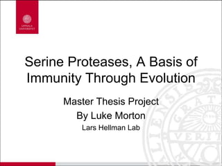 Serine Proteases, A Basis of
Immunity Through Evolution
Master Thesis Project
By Luke Morton
Lars Hellman Lab
 