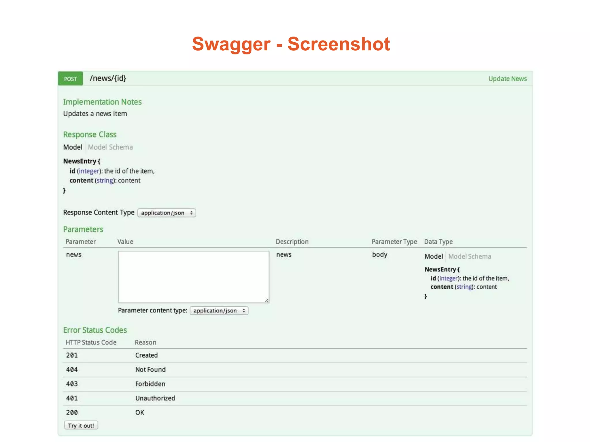 Swagger - Screenshot
 