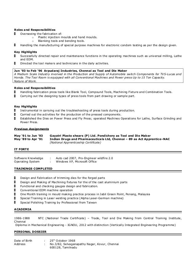 tool and die maker resume exles resume for tool and die maker resume ideas tool and die maker resume exles resume for tool and die maker resume ideas