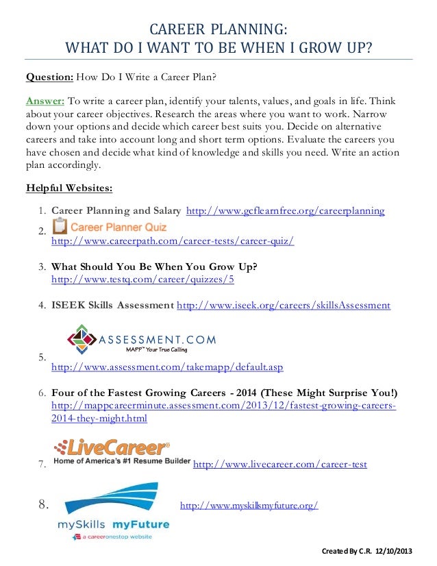 Career Planning What Do I Want To Be When I Grow Up Career Planning What Do I Want To Be When I Grow Up