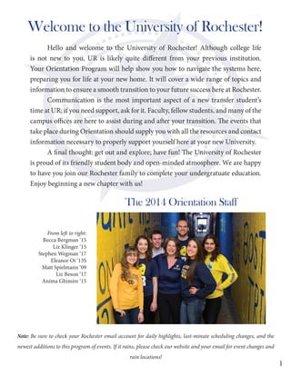 2014 Transfer Student Orientation Schedule | PDF