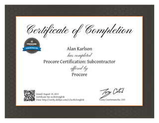 Procore Certificate | PDF