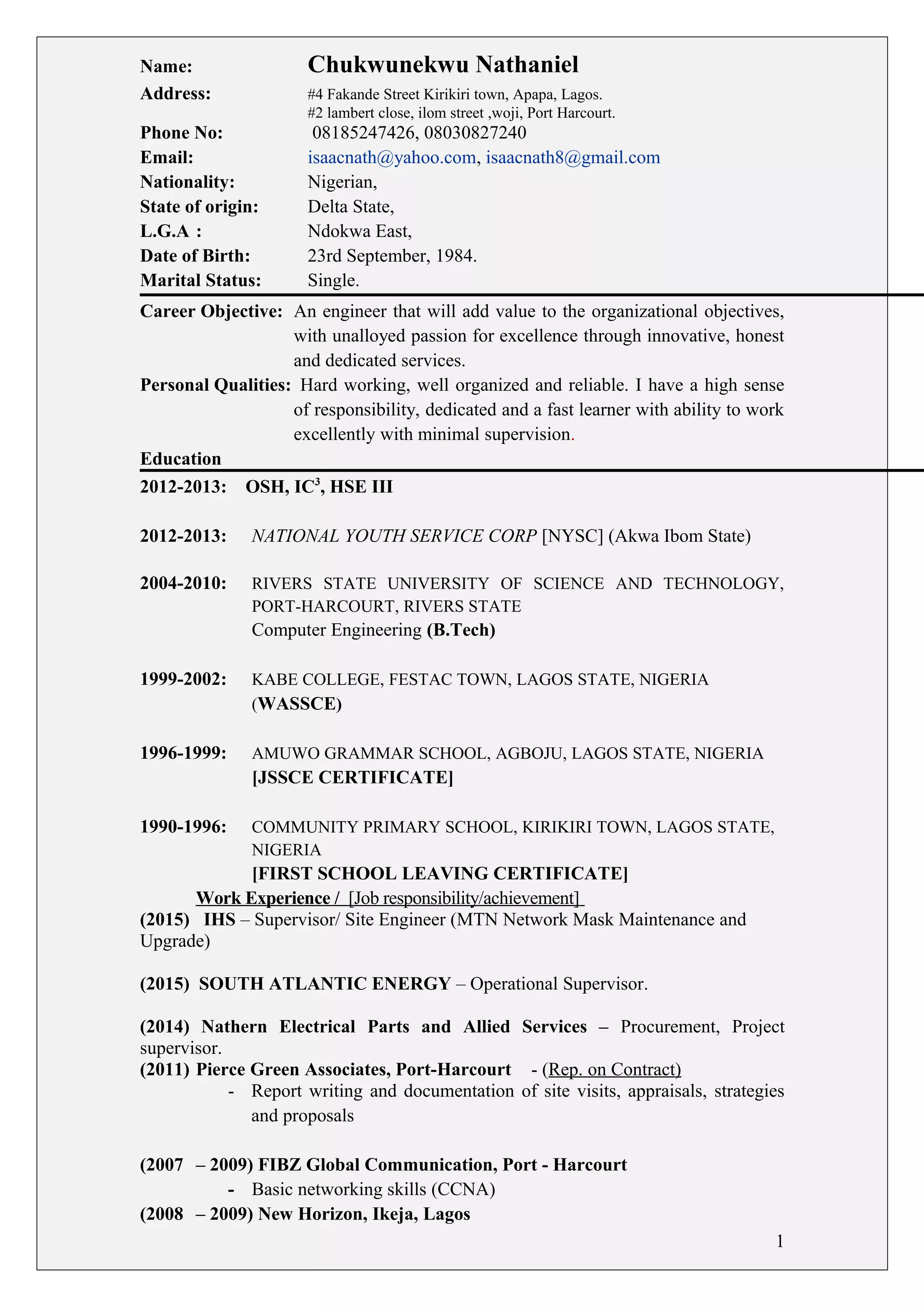 nat cv | DOC