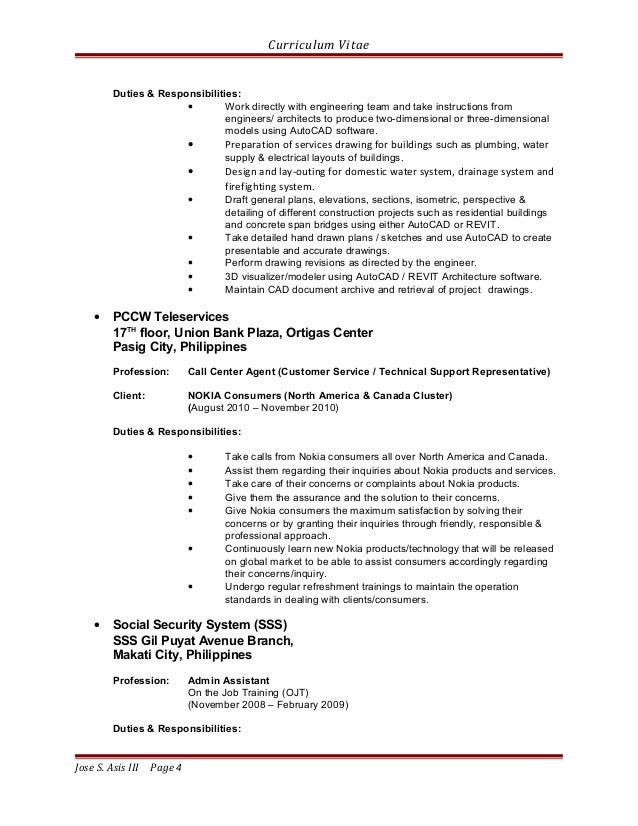 Cad operator job resume
