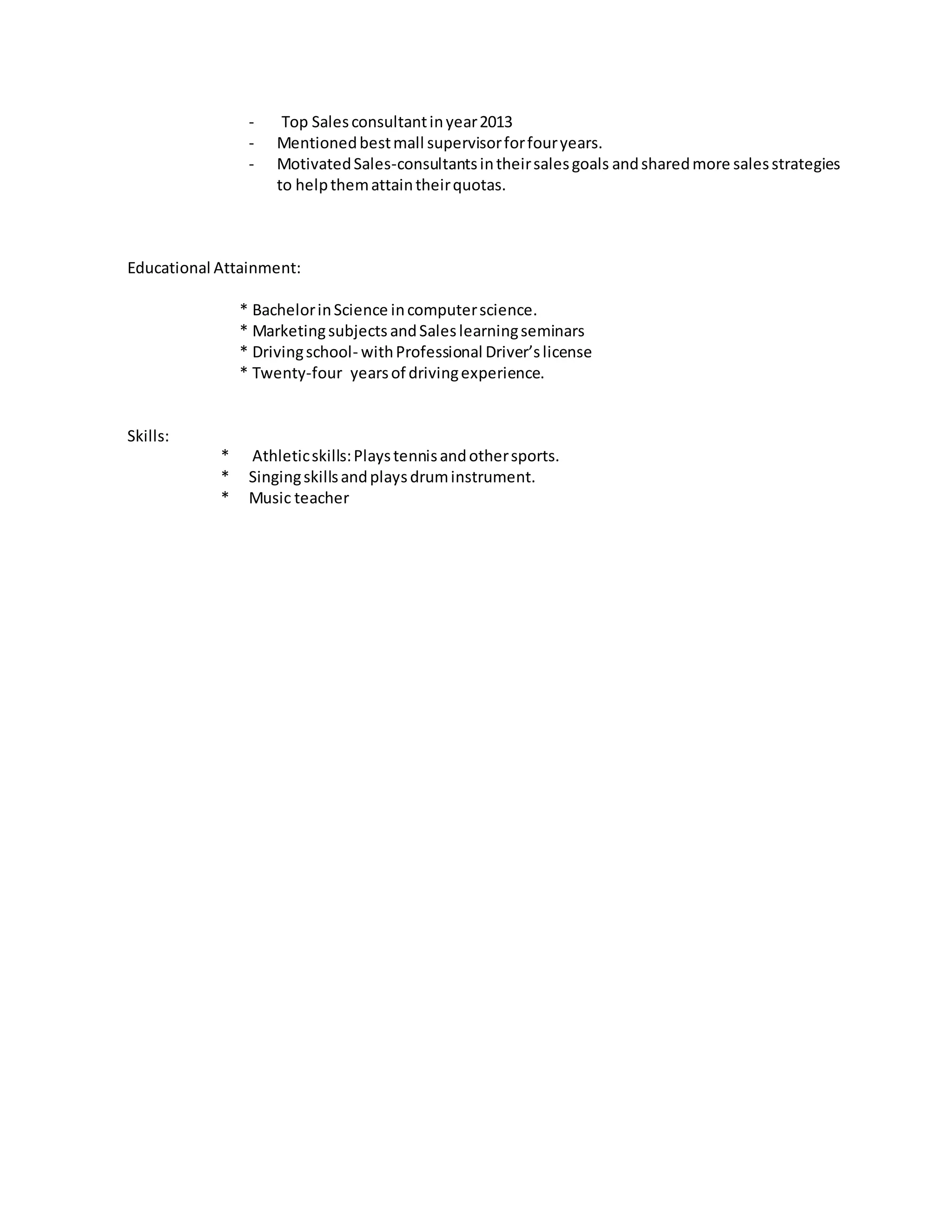 Raymund G. , Sales Resume | PDF