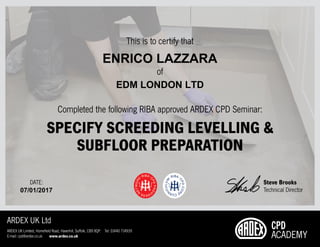 ENRICO LAZZARA
EDM LONDON LTD
07/01/2017
 